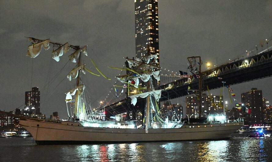 Two dead and many more injured as ship crashes into Brooklyn Bridge.